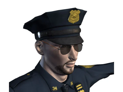 Low Poly Police Officer 3D Character Game Ready Rigged Animated Unity Unreal Blender 3D Model