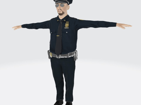 लो पॉली पुलिस ऑफिसर 3डी कैरेक्टर गेम रेडी रिग्ड एनिमेटेड यूनिटी अनरियल ब्लेंडर 3D मॉडल