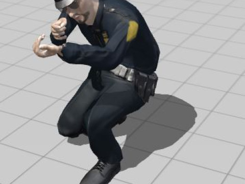लो पॉली पुलिस ऑफिसर 3डी कैरेक्टर गेम रेडी रिग्ड एनिमेटेड यूनिटी अनरियल ब्लेंडर 3D मॉडल