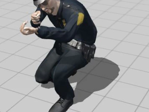 Low Poly Police Officer 3D Character Game Ready Rigged Animated Unity Unreal Blender 3D Model