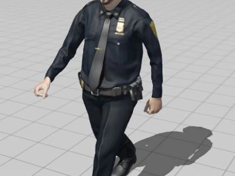 Low Poly Police Officer 3D Character Game Ready Rigged Animated Unity Unreal Blender 3D Model