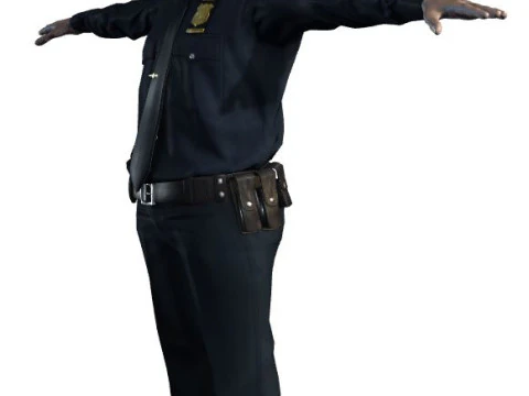 Low Poly Police Officer 3D Character Game Ready Rigged Animated Unity Unreal Blender 3D Model