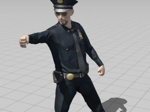 Low Poly Police Officer 3D Character Game Ready Rigged Animated Unity Unreal Blender 3D Model