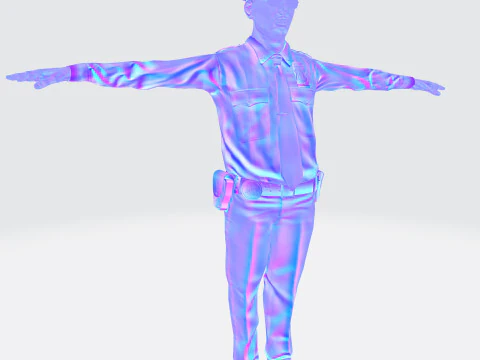 Low Poly Police Officer 3D Character Game Ready Rigged Animated Unity Unreal Blender 3D Model