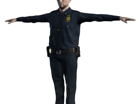 Low Poly Police Officer 3D Character Game Ready Rigged Animated Unity Unreal Blender 3D Model