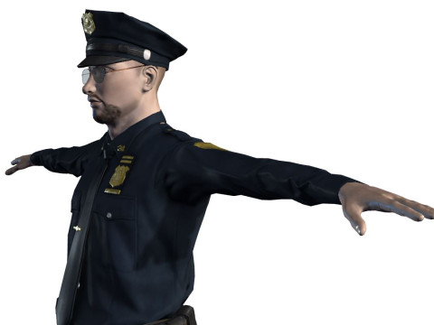 लो पॉली पुलिस ऑफिसर 3डी कैरेक्टर गेम रेडी रिग्ड एनिमेटेड यूनिटी अनरियल ब्लेंडर 3D मॉडल