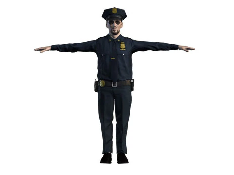 Low Poly Police Officer 3D Character Game Ready Rigged Animated Unity Unreal Blender 3D Model