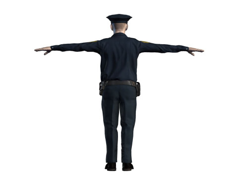 लो पॉली पुलिस ऑफिसर 3डी कैरेक्टर गेम रेडी रिग्ड एनिमेटेड यूनिटी अनरियल ब्लेंडर 3D मॉडल