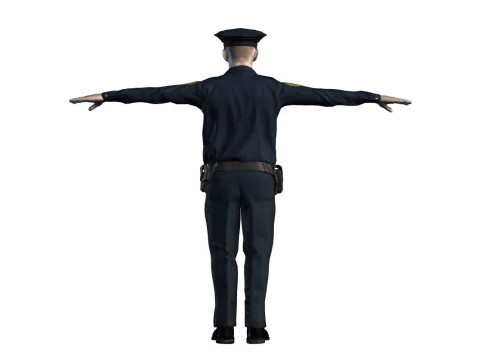 Low Poly Police Officer 3D Character Game Ready Rigged Animated Unity Unreal Blender 3D Model