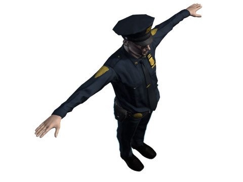 लो पॉली पुलिस ऑफिसर 3डी कैरेक्टर गेम रेडी रिग्ड एनिमेटेड यूनिटी अनरियल ब्लेंडर 3D मॉडल