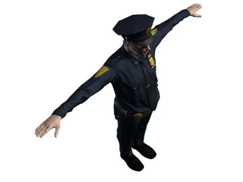 Low Poly Police Officer 3D Character Game Ready Rigged Animated Unity Unreal Blender 3D Model
