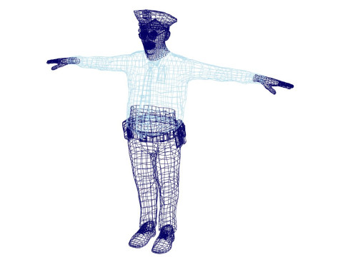 लो पॉली पुलिस ऑफिसर 3डी कैरेक्टर गेम रेडी रिग्ड एनिमेटेड यूनिटी अनरियल ब्लेंडर 3D मॉडल