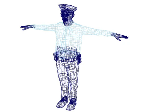Low Poly Police Officer 3D Character Game Ready Rigged Animated Unity Unreal Blender 3D Model