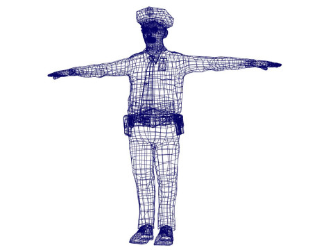 लो पॉली पुलिस ऑफिसर 3डी कैरेक्टर गेम रेडी रिग्ड एनिमेटेड यूनिटी अनरियल ब्लेंडर 3D मॉडल