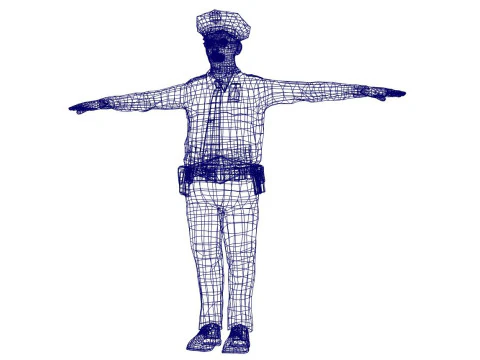 Low Poly Police Officer 3D Character Game Ready Rigged Animated Unity Unreal Blender 3D Model