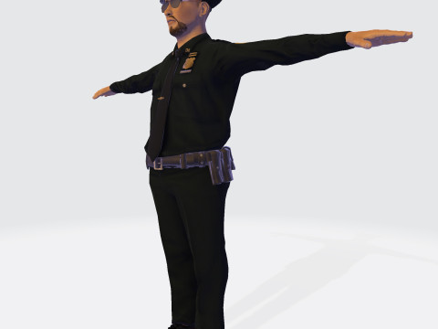 लो पॉली पुलिस ऑफिसर 3डी कैरेक्टर गेम रेडी रिग्ड एनिमेटेड यूनिटी अनरियल ब्लेंडर 3D मॉडल