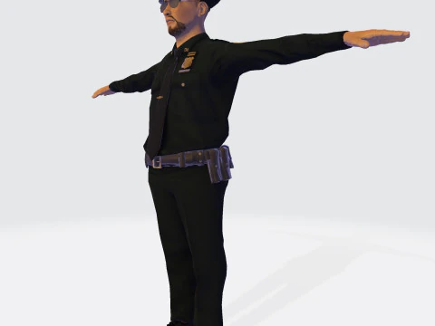 Low Poly Police Officer 3D Character Game Ready Rigged Animated Unity Unreal Blender 3D Model