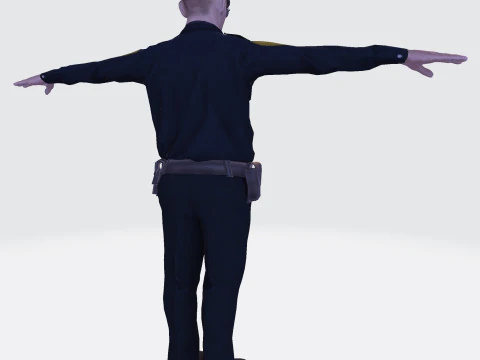 Low Poly Police Officer 3D Character Game Ready Rigged Animated Unity Unreal Blender 3D Model