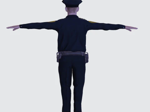 Low Poly Police Officer 3D Character Game Ready Rigged Animated Unity Unreal Blender 3D Model