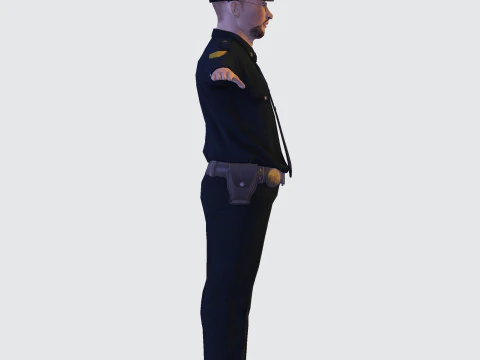 Low Poly Police Officer 3D Character Game Ready Rigged Animated Unity Unreal Blender 3D Model