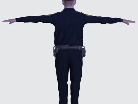 Low Poly Police Officer 3D Character Game Ready Rigged Animated Unity Unreal Blender 3D Model