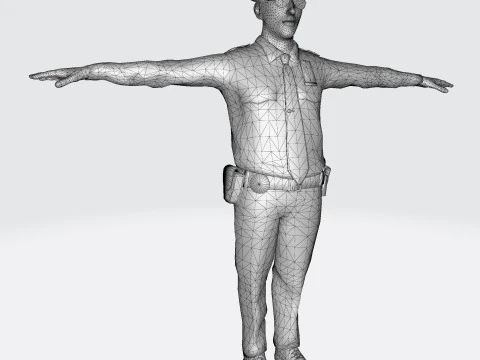 Low Poly Police Officer 3D Character Game Ready Rigged Animated Unity Unreal Blender 3D Model