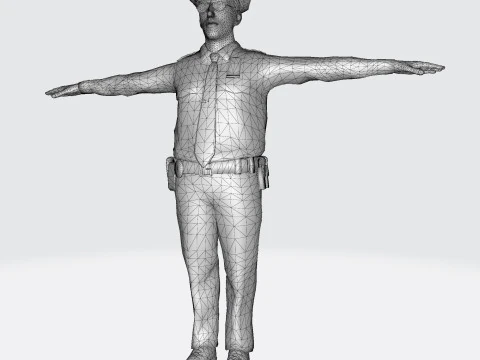 Low Poly Police Officer 3D Character Game Ready Rigged Animated Unity Unreal Blender 3D Model