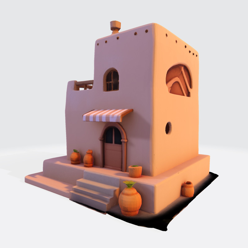Desert Oasis Home 3D Model .c4d .max .obj .3ds .fbx .stl .blend