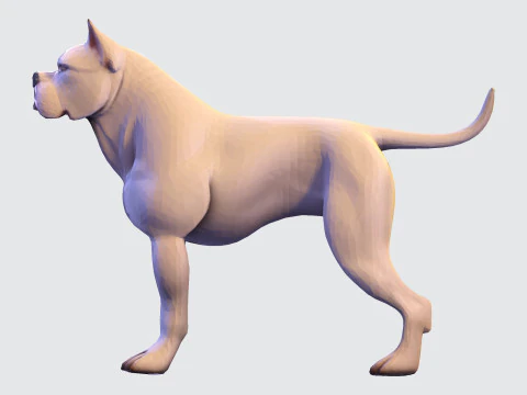 Dog Argentin Rig-Ready Low-Poly with Texture for Animation Games 3D Printing 3D Model