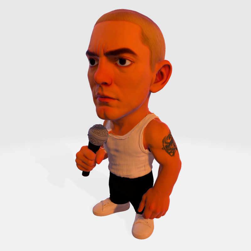 Eminem Stylized High-Poly 3D Print Model 3D Model .c4d .max .obj .3ds .fbx .stl .blend