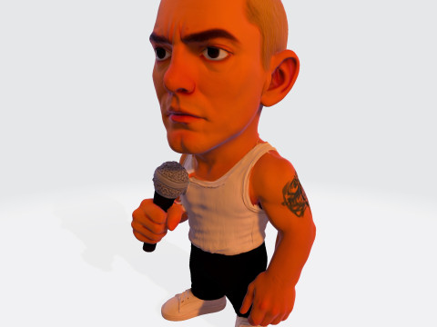 Eminem Stylized High-Poly 3D Print Model 3D Model