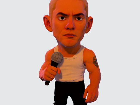 Eminem Stylized High-Poly 3D Print Model 3D Model