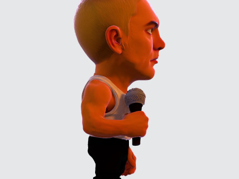 Eminem Stylized High-Poly 3D Print Model 3D Model