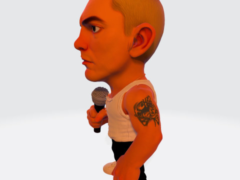 Eminem Stylized High-Poly 3D Print Model 3D Model
