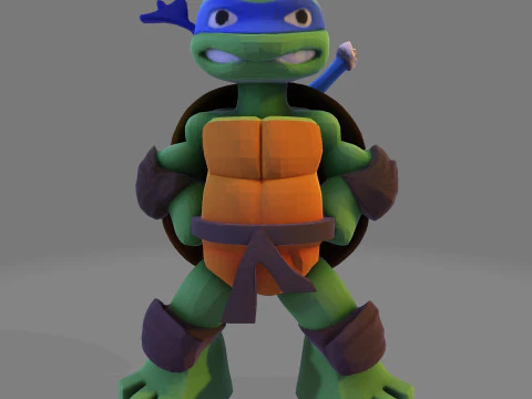 Ninja Tortue Low Poly Cute pour l'impression 3D en r&eacute;sine FDM Modèle 3D