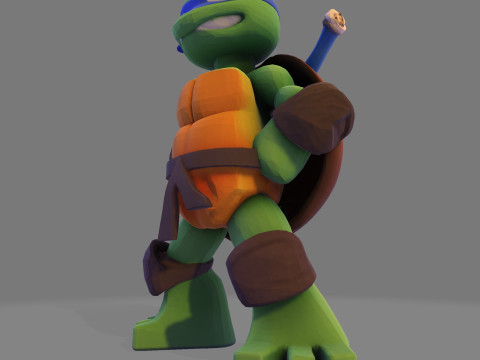 Ninja Tortue laag poly schattig voor FDM hars 3D-printen 3D Model