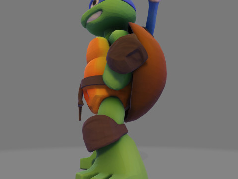 Ninja Tortue laag poly schattig voor FDM hars 3D-printen 3D Model