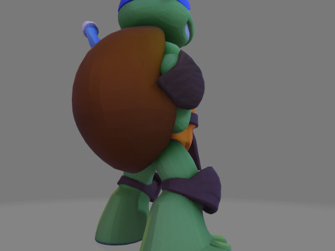 Ninja Tortue laag poly schattig voor FDM hars 3D-printen 3D Model