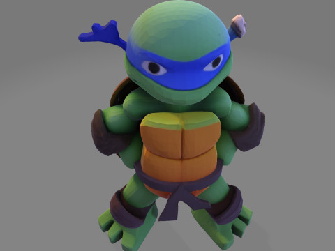 Ninja Tortue laag poly schattig voor FDM hars 3D-printen 3D Model