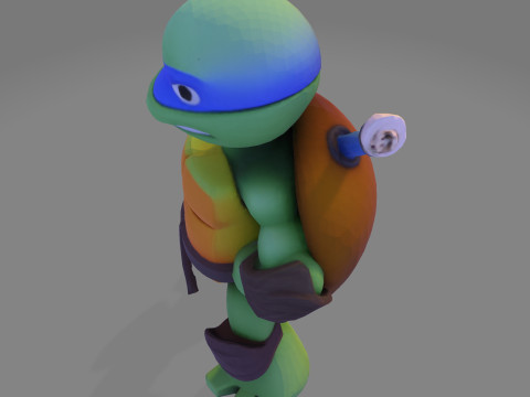 Ninja Tortue laag poly schattig voor FDM hars 3D-printen 3D Model