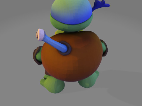 Ninja Tortue laag poly schattig voor FDM hars 3D-printen 3D Model