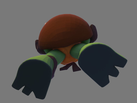 Ninja Tortue laag poly schattig voor FDM hars 3D-printen 3D Model