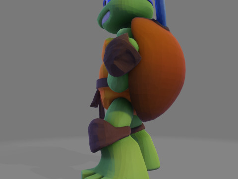 Ninja Tortue laag poly schattig voor FDM hars 3D-printen 3D Model