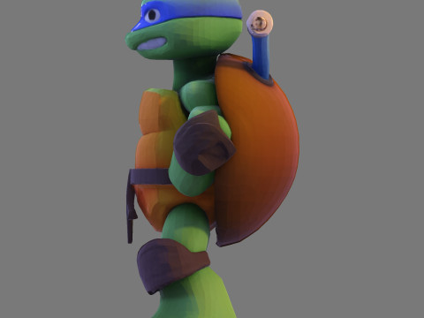 Ninja Tortue laag poly schattig voor FDM hars 3D-printen 3D Model