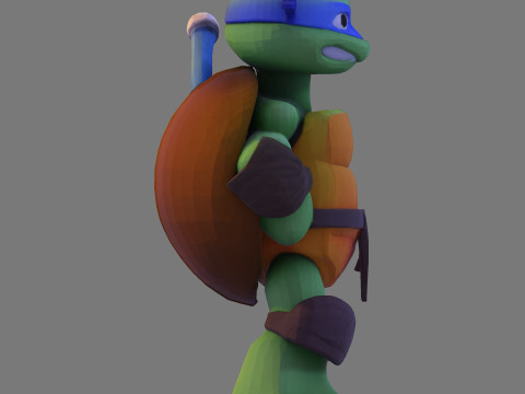 Ninja Tortue laag poly schattig voor FDM hars 3D-printen 3D Model