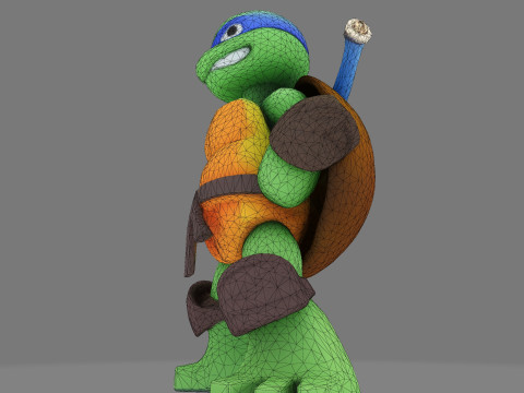 Ninja Tortue laag poly schattig voor FDM hars 3D-printen 3D Model