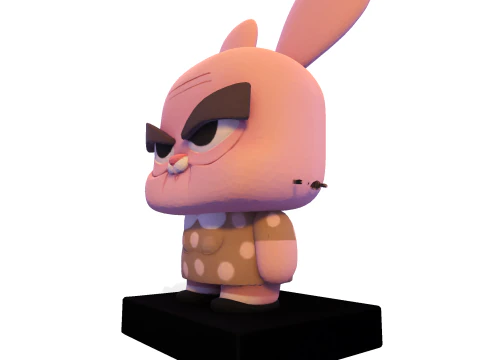 Joanna Watterson personagem imprim&iacute;vel em 3D Low-Poly com base de exibi&ccedil;&atilde;o estatueta estilizada de arte em leque Modelo de Impressão 3D