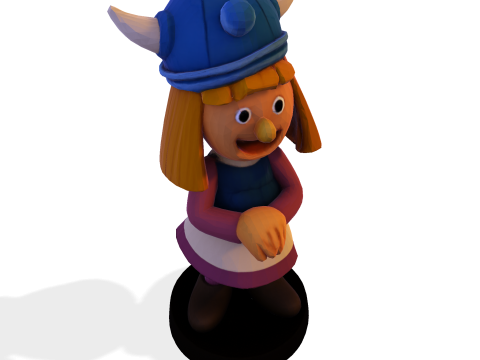 バイキングガール 3D 印刷可能なフィギュア、円形ベース付き 3Dプリントモデル