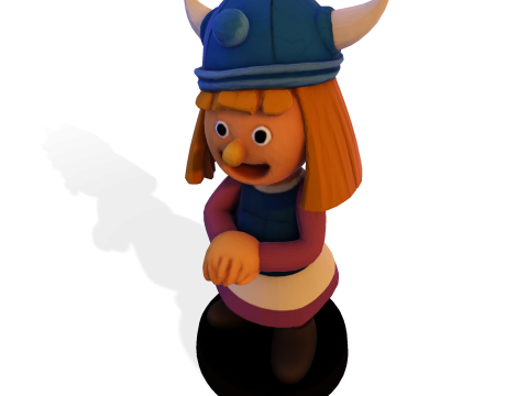 バイキングガール 3D 印刷可能なフィギュア、円形ベース付き 3Dプリントモデル