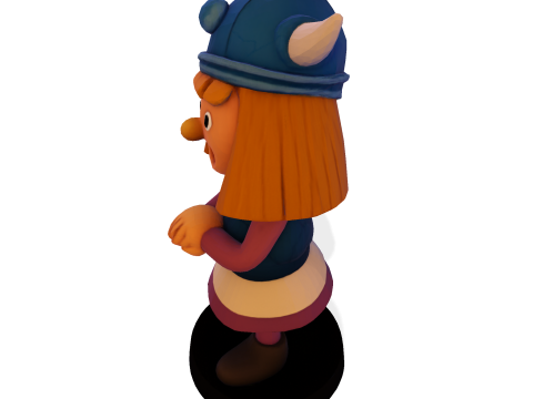 バイキングガール 3D 印刷可能なフィギュア、円形ベース付き 3Dプリントモデル